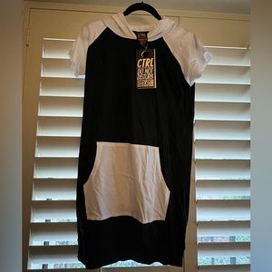CTRL Clothing Hooded Black & White Mini Dress